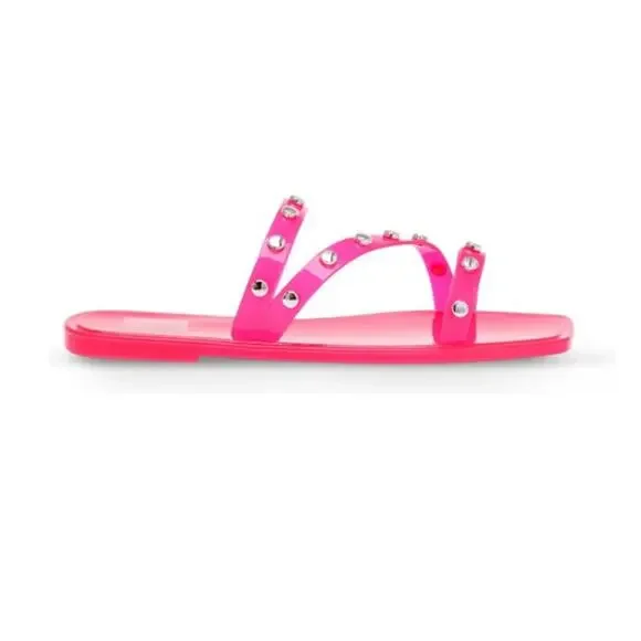 DV DOLCE VITA SHELLY RHINESTONE JELLY SANDALS HOT PINK WOMEN SIZE 6 WITH BOX NEW - Picture 7 of 7